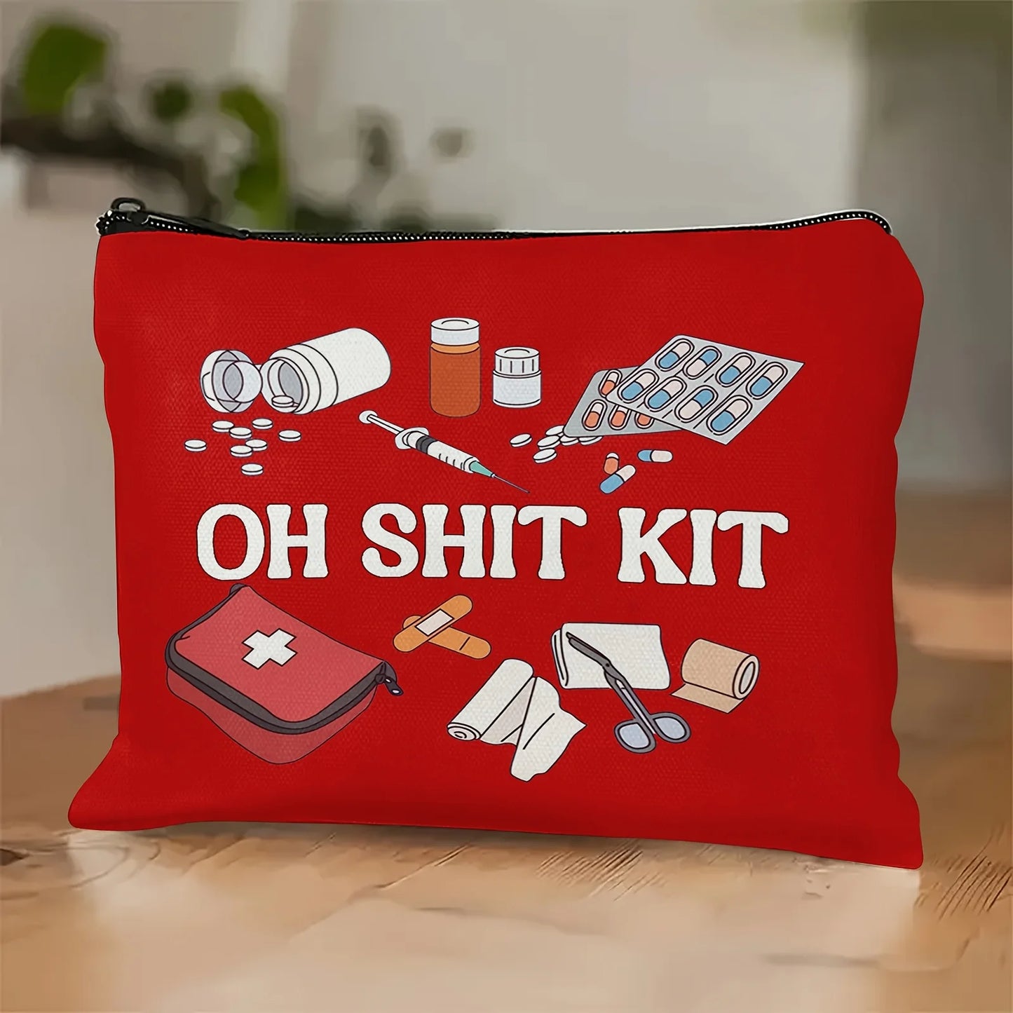 Red Printed Medicine Bag